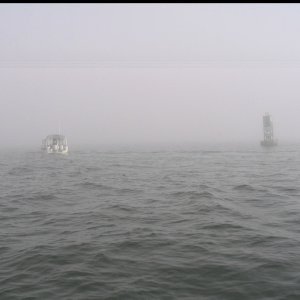 Media 'Sea Angel leads ALMA'S ONLY  across Thimble Shoel Channel, ENE of the Hampton Roads Bridge Tunnel (Rte 64) that joins Norfolk and Hampton, Virginia. Dave was our guardian angel for the 200NM trip north.' in album 'Sea Angel heading for Lankford Gathering'