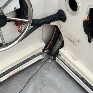 Starboard side fuel fill and vent hoses