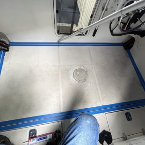 Floor installed, ready to be caulked