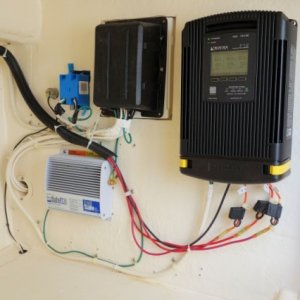 replacements Galvanic Isolator (now Fail Safe required) and  3 bank Blue Seas PS40 battery charger, places batteries into pre-float independently