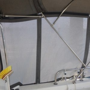Media 'During hosing' in album 'berth with topper from amazon.com.  Marinebeam 18-LED lights.  Cabin 9 white, 3 red LED provide what E calls "that New Amsterdam Bordello effect" for when you want that.'