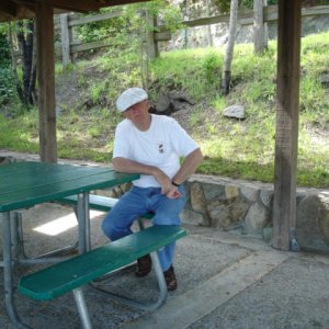 Joe needed to find this shady spot due to the wonderful weather & a bad sunburn.