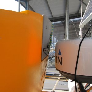 typical radome clearance.  There is a strap at the front to keep it from getting closer on the move