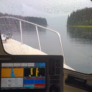 Media 'Rain and fog set in on exiting Inlet' in album 'Entering Oliver Inlet'