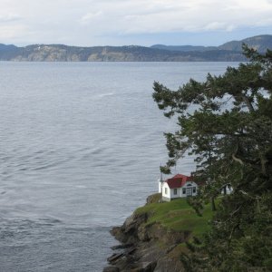Looking down at the historic light house at Turn Point