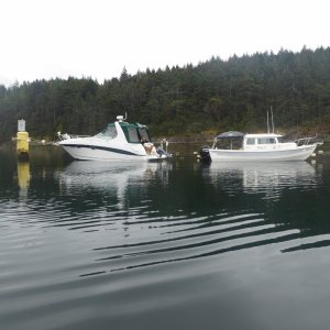 Echo Bay linear moorage, with friends in the Four Winns