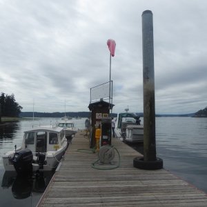 Fuel dock at Deer Harbor at a minus 3' tide. Still a good 8 feet on the inside of dock.