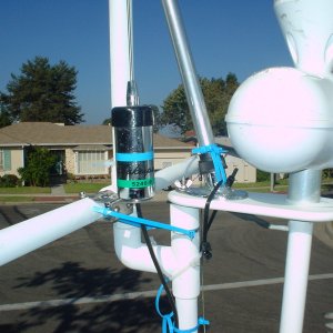 Above dome, VHF & GPS antenna, reflector & light pole