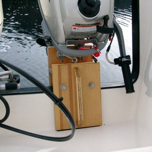 Media 'Honda 2 HP bracket of my own design used to transport the engine while underway' in album 'Honda 2 HP bracket of my own design used to transport the engine while underway'