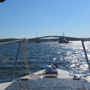 Rafted up with Illusions in the salt pond at Block Island