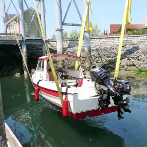 Back on the sling at Anacortes Sunday May 17th.  The only way to launch.