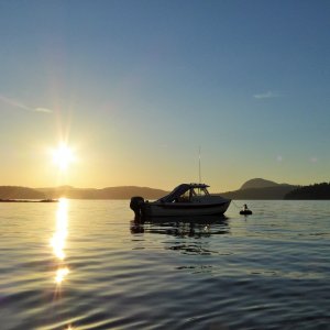 Sun setting over Deception Pass, from Hope Island on May 30, 2015