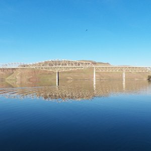 The Lyons Ferry railroad bridge, the longest and highest in the Union Pacific system.  I couldn't get all 3,920 feet into the picture.  It took four years to build.