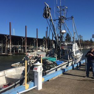 Research boat on the dock with us at Port of Camas
