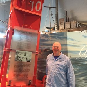 Midnight Flyer Colby in front of the Museum's Bouy 10