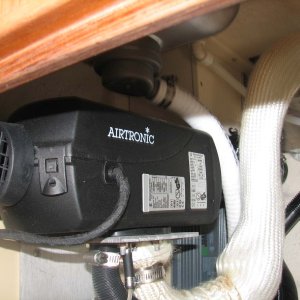 Media 'Espar Heater on forward wall of galley cabinet' in album 'Boat just arrived at Port Boat House'