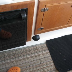Heating vent at floor level in cabin