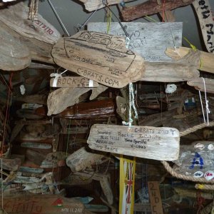 Each boat put their name on a board which was hung below a previous C-Dory group visit