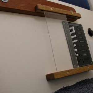 Media 'AC Power Panel cover_'d' view.' in album 'Top support guide resting on a 3/4" temp. spacer to simulate the cabin setup.'