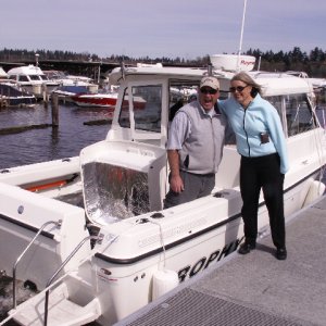 Garry and Vicki Anderson with Trophy at 40th Street Boat Launch 4-4-09