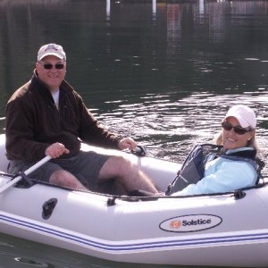 Garry and Vicki Anderson in Dinghy - Closeup 4-5-09
