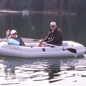 Vicki and Garry Anderson in Dinghy