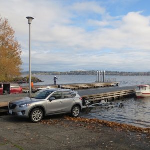 Launching at Magnusson Park. The 4-cyl CX5 is a good tow vehicle!