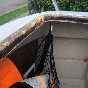Pulled the hatch. Water damage and infiltration apparent around all edges of the hatch opening.