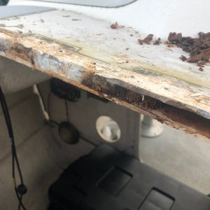 Water damage extended about 3 inches on aft side.