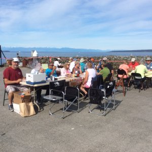 breakfast and dinner on the old barge site by the marina
