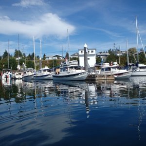 Beautiful calm weather and a cozy marina