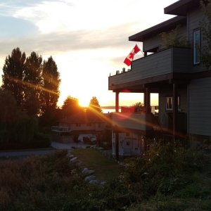 side of Ron & Anne's house and sun setting - beautiful evening....... great start to the weekend.