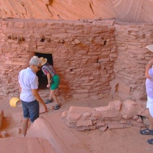 Mary Jo, Janice, and Patti inspecting ruins.