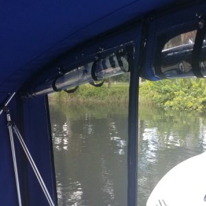 Roll-up Isenglass with skeeter netting.