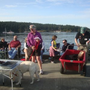 Anne and Gus, Cascadia, winners of "Cat On A Leash" by Capt. Jim of Wild Blue