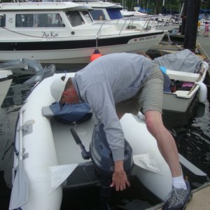 Greg's putting a motor on
a dinghy