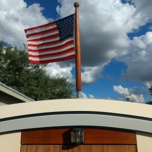 Knocked out the flag staff and that little piece above the cabin door. I think that's about it for the wood. Anybody have stainless they want to trade for teak?!?!