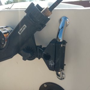 So, today, I added another handle to the starboard side and moved the rod holder over to that one since it really won't be used to get in the boat.