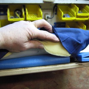 Two layers of sleeping bag pad down the middle