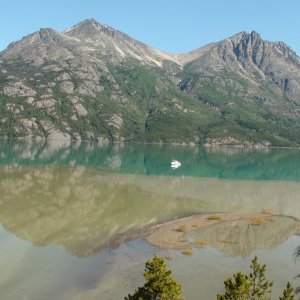 Media 'Glacier river silt blending into Atlin Lake' in album 'The mob at the Skagway, Alaska docks'