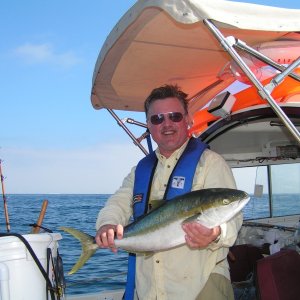 Media 'A beautiful yellowtail caught by Keith on C-Pup -- way to go Keith!!!' in album 'salty c'