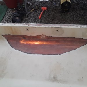 grinding the gelcoat off the old low point