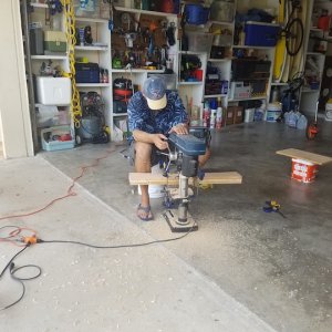 getting ready to drill the cradles for each gun to sit in.
