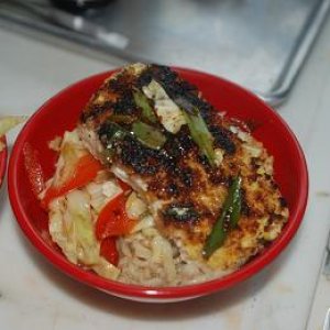 Halibut and noodles on the Tom Cat