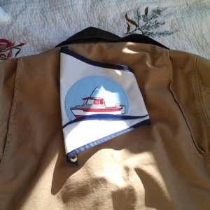 Burgee Patch, showing scale on Mens Large Jacket