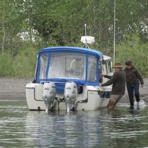 Jay and Jolee boarding the Hunky Dory