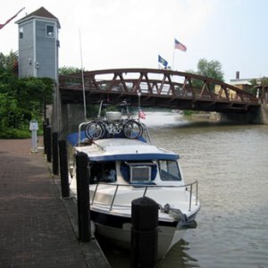 Lift bridge behind Wild Blue