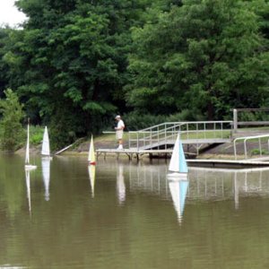 RC sailboats in the canal