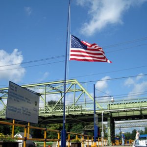 Half mast flag at lock
