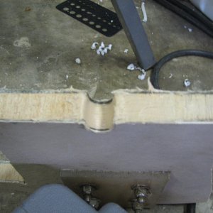 undercut and edges of hole filled with epoxy filler